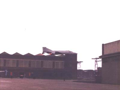 Beat up between hangars at RAF At Athan